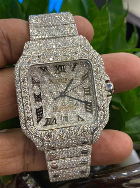 cartier watch men's iced out